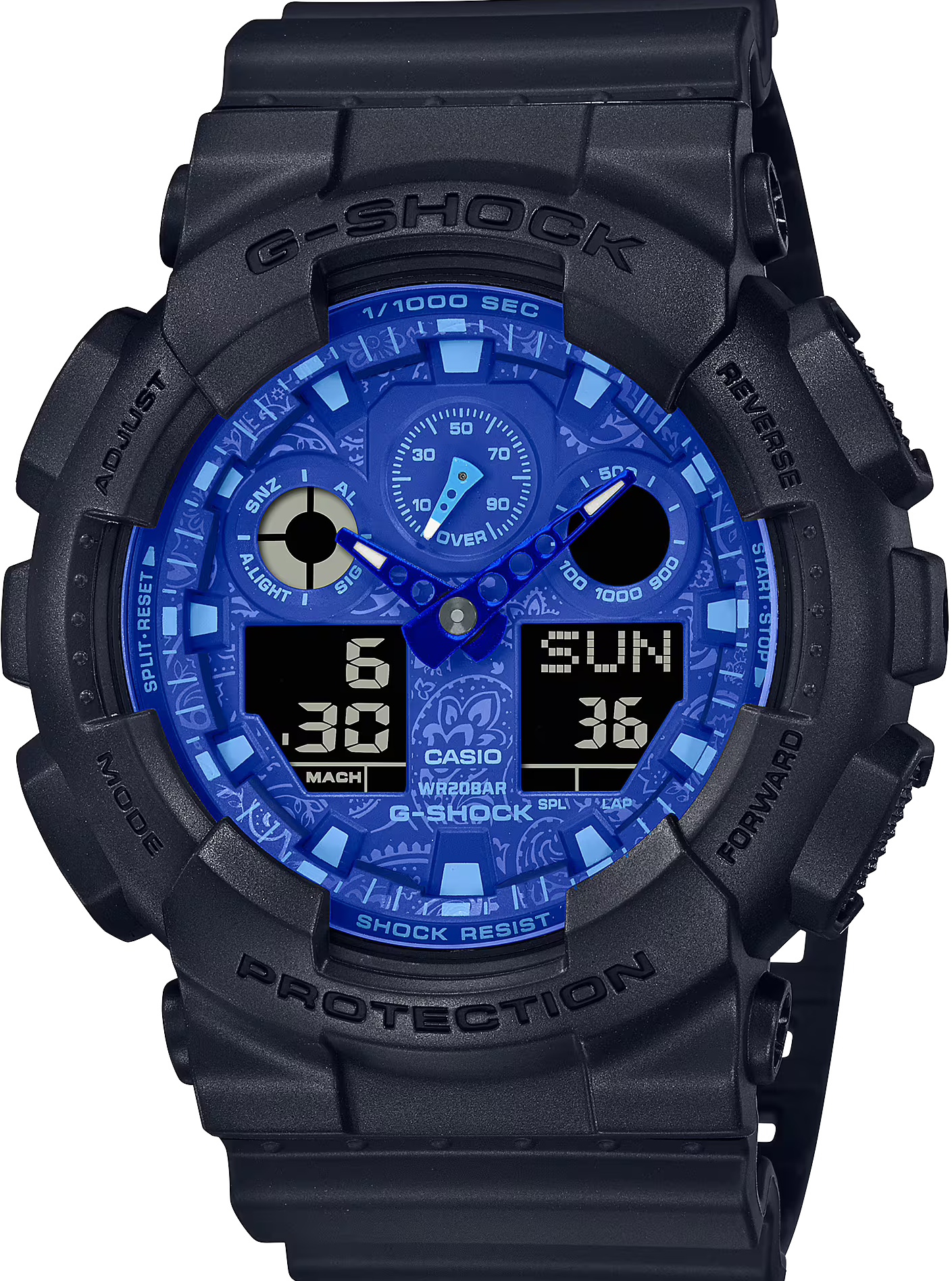 萬年鐘錶 - G-SHOCK  大錶徑率性運動電子錶 GA-100BP-1 錶徑 : 51.2 mm