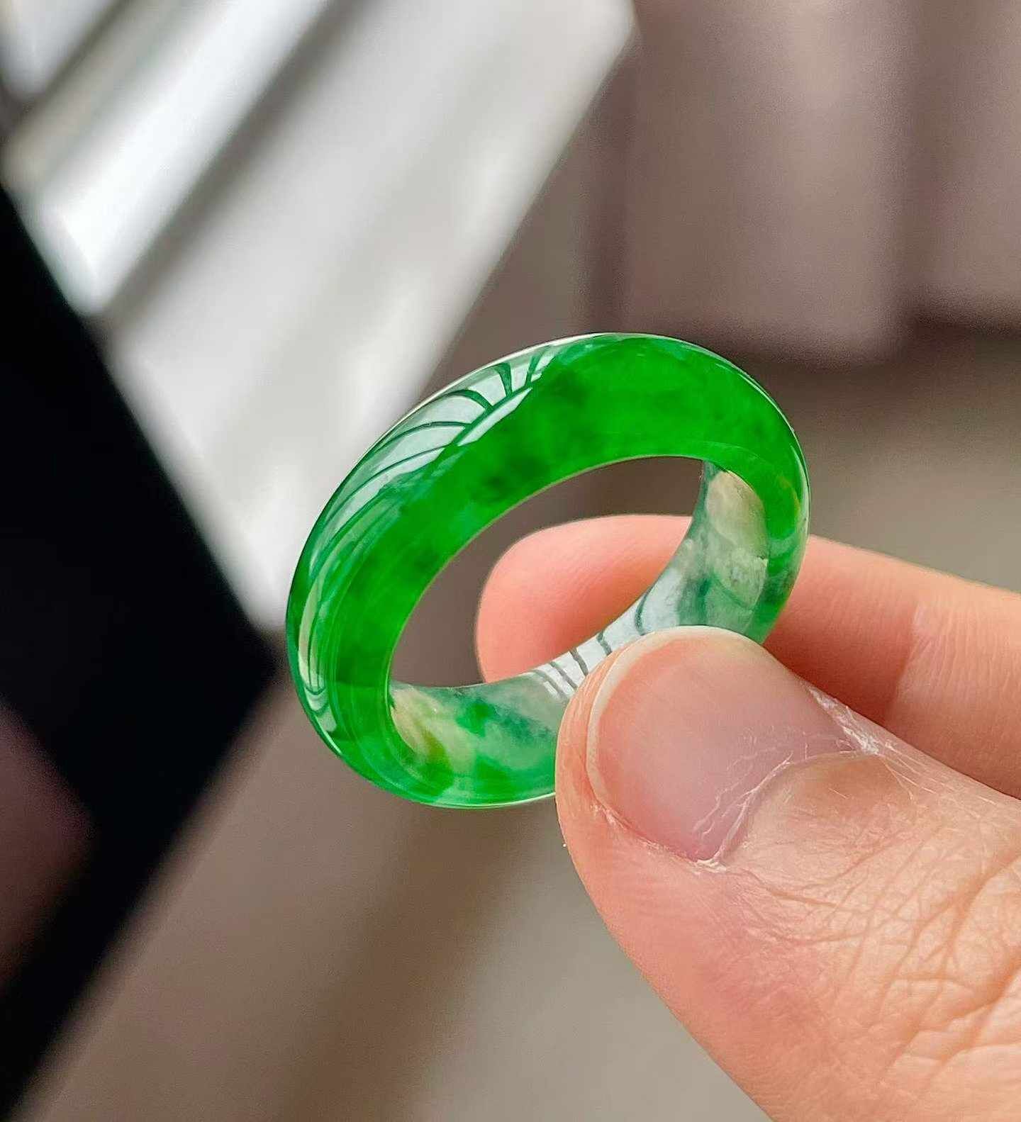 翡翠冰辣綠指環 (圈口 20號),天然翡翠A玉, 緬甸玉, Jade, Jadeite