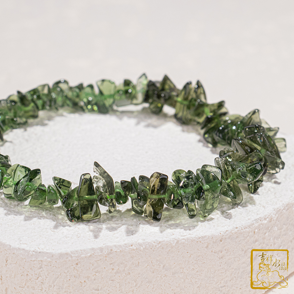 捷克綠玻隕石-捷克隕石手鍊 8~12mm 隨形手串