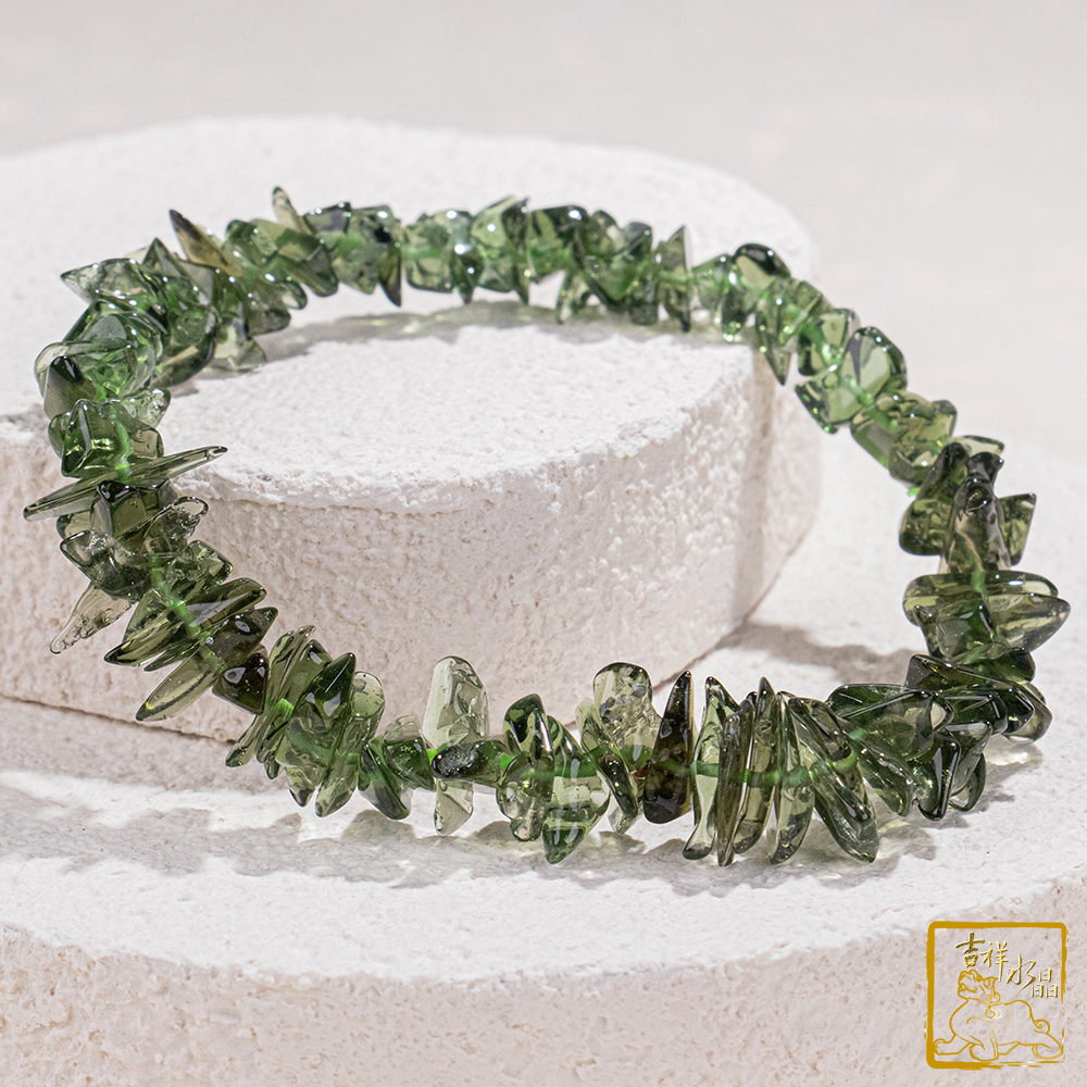 捷克綠玻隕石-捷克隕石手鍊 8~12mm 隨形手串