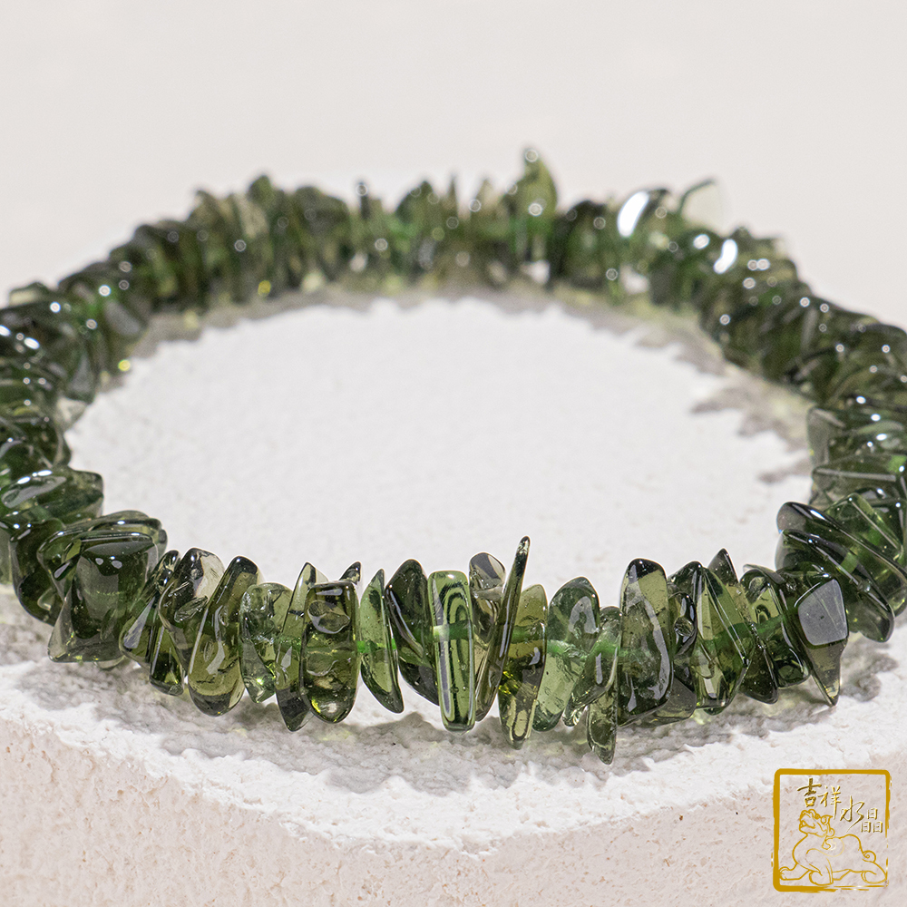 捷克綠玻隕石-捷克隕石手鍊 8~10mm 隨形手串