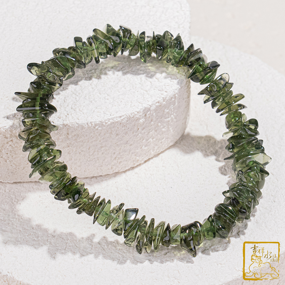 捷克綠玻隕石-捷克隕石手鍊 8~10mm 隨形手串