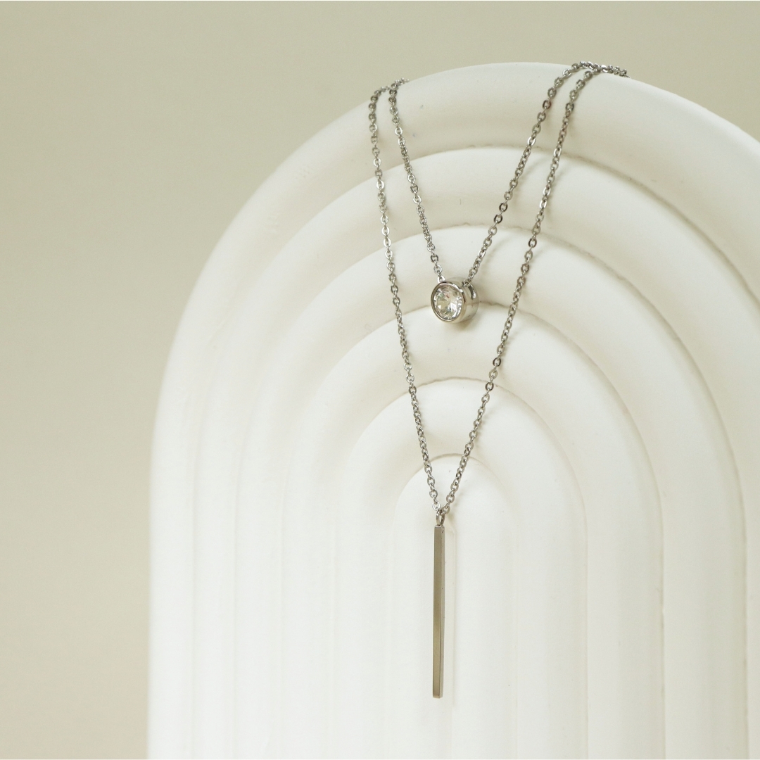點與線 雙層項鍊｜Miestilo Jewelry設計師輕珠寶品牌｜舒飾質感每一刻