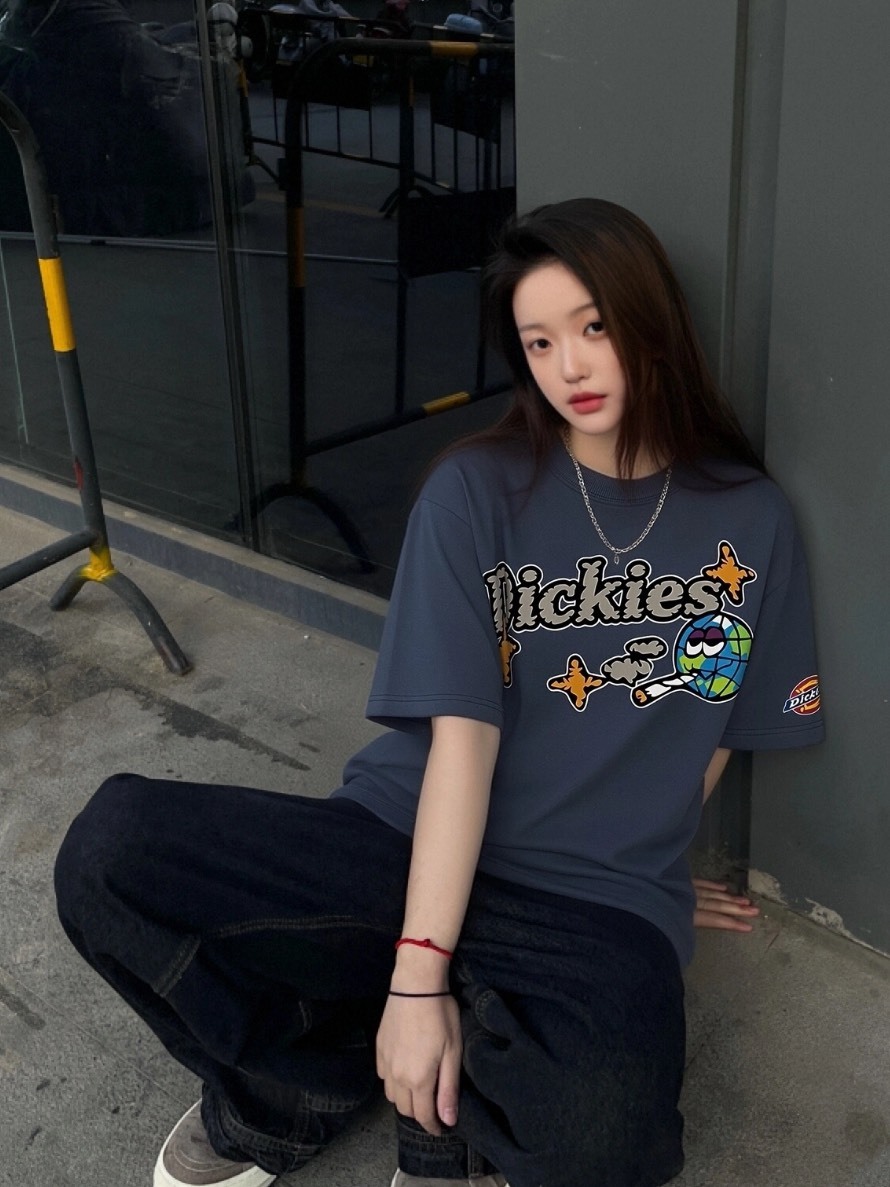 DICKIES 美式復古 塗鴉地球 圓領短踢  男女同款