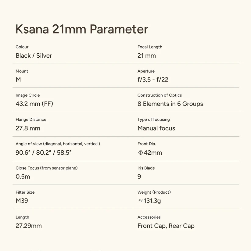 Thypoch Ksana 21mm f3.5 Full-Frame for M-Mount Cameras