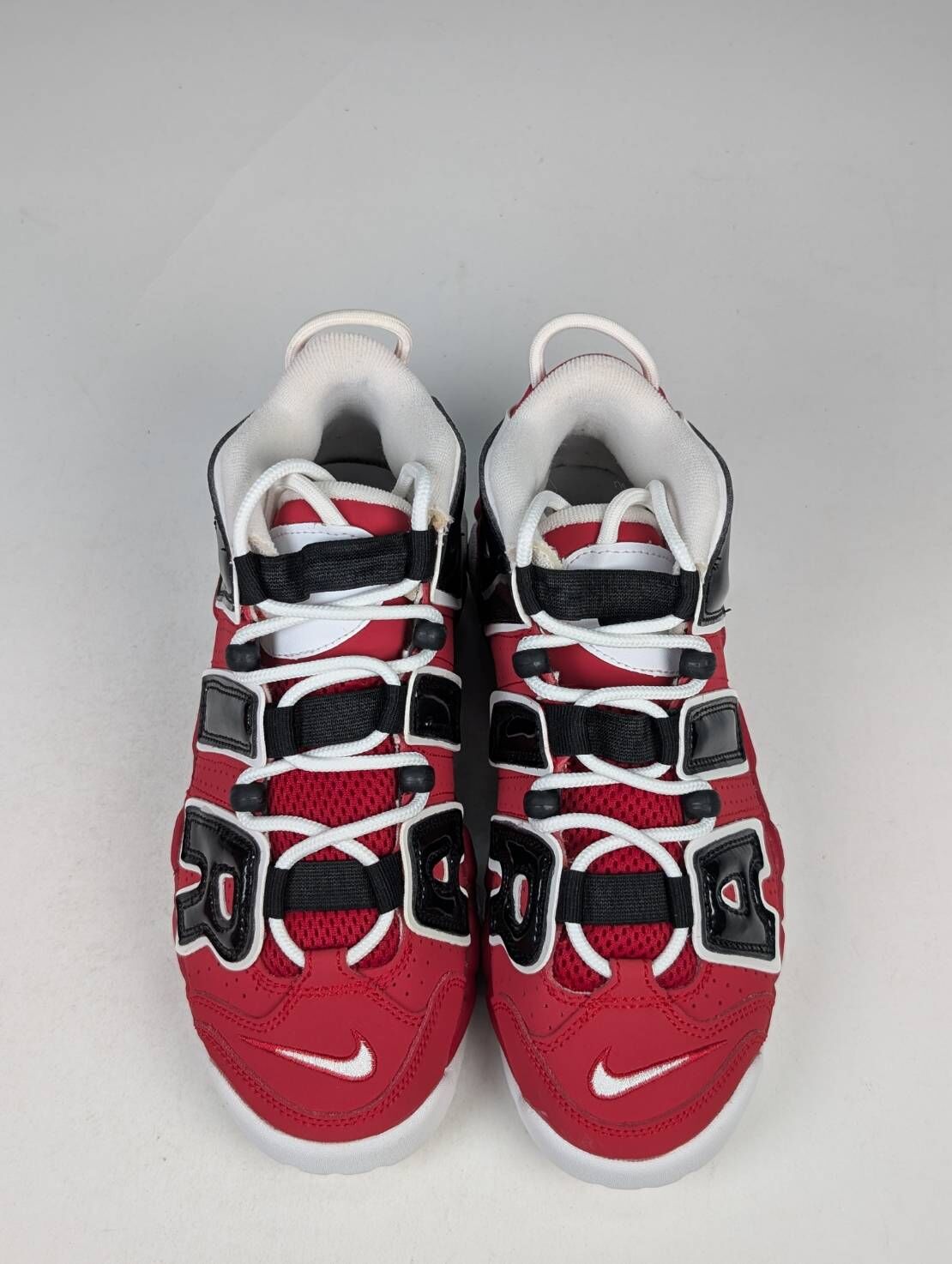 微瑕疵-左右腳鞋底、鞋口髒汙 415082-600/5.5Y Nike Air More Uptempo GS 紅黑 大AIR 大童