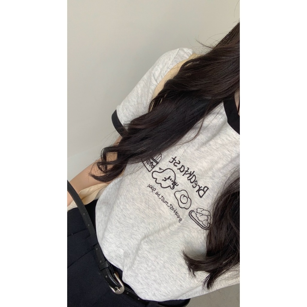 現貨【imfine】早餐吃什麼 手繪塗鴉配色tee #9937