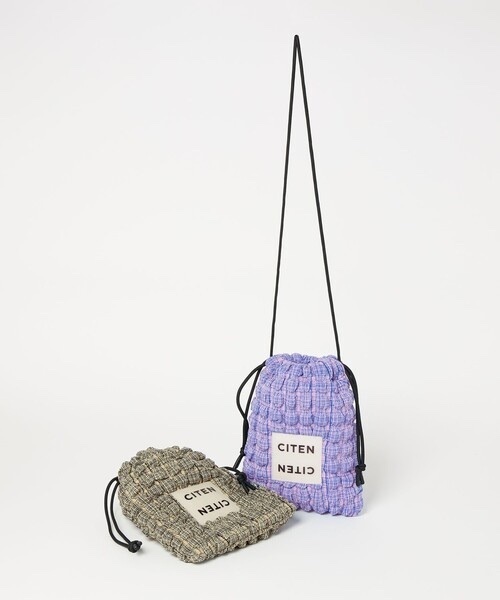 CITEN / Check Popcorn Drawstring Shoulder Bag