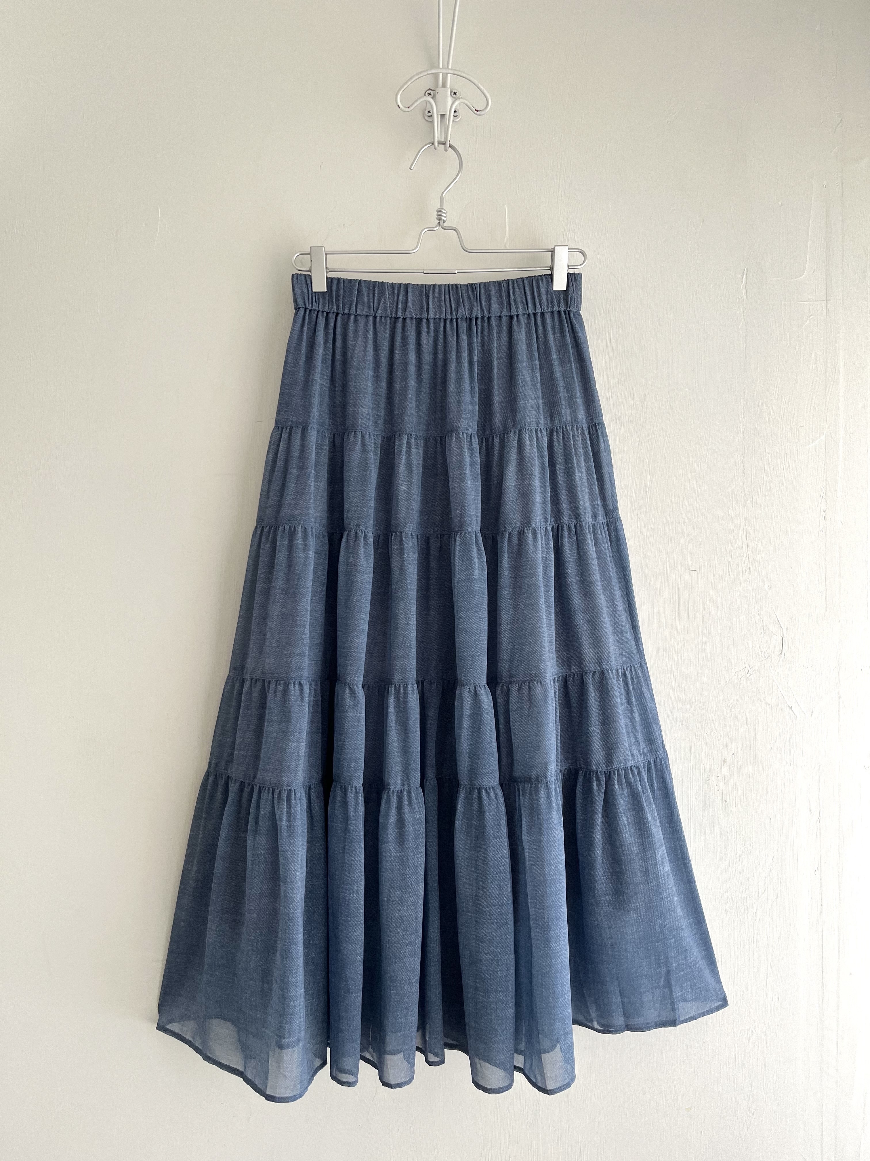 日本製RADIATE藍色雪紡暗紋半節裙