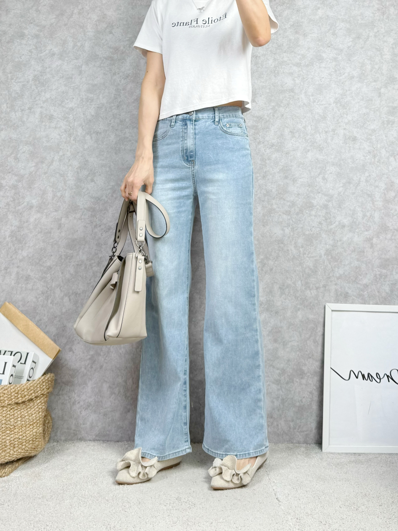 夏日洗水牛仔系列★清爽淺色牛仔寬褲