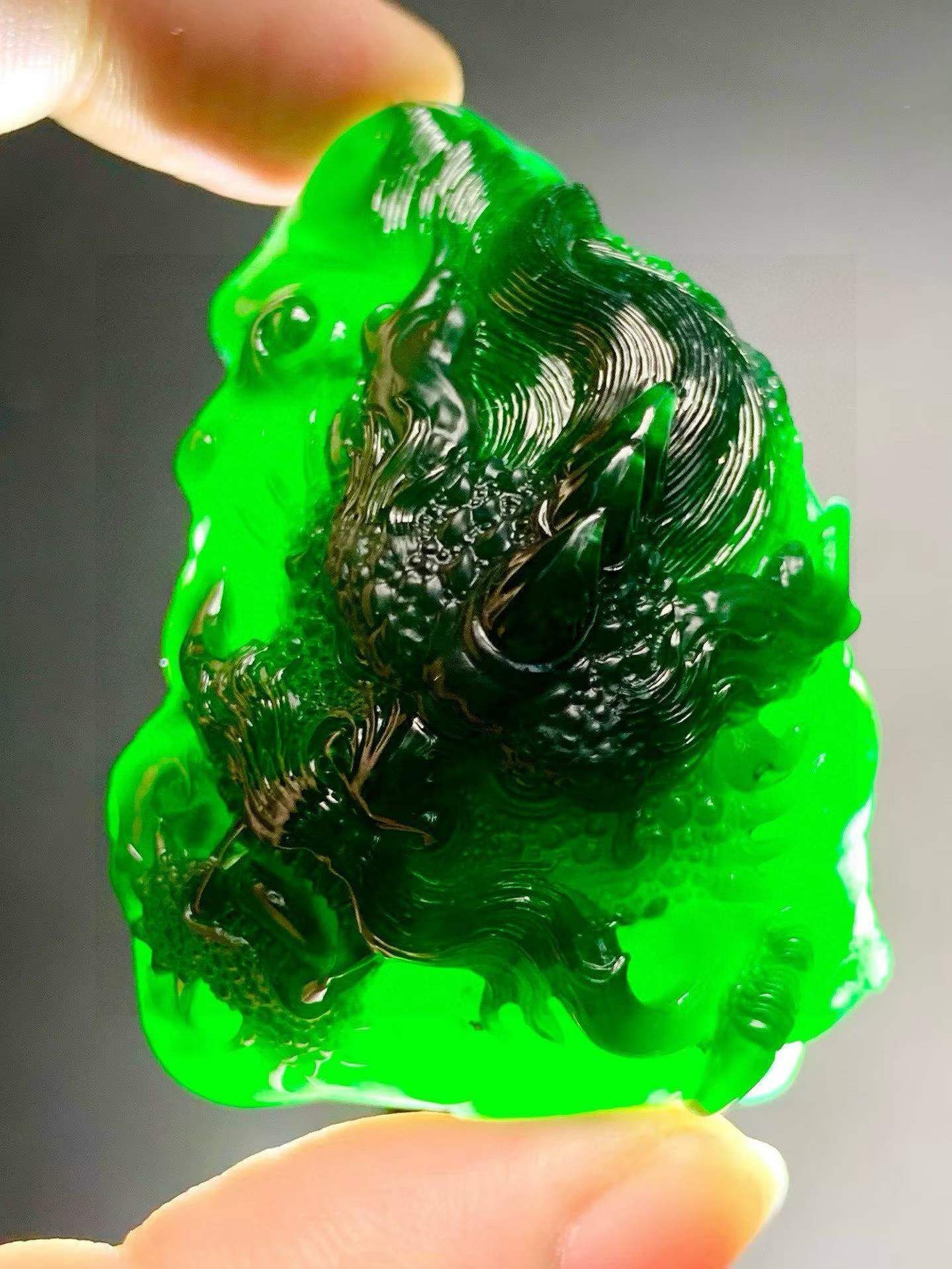 414591 翡翠墨翠霸氣龍頭