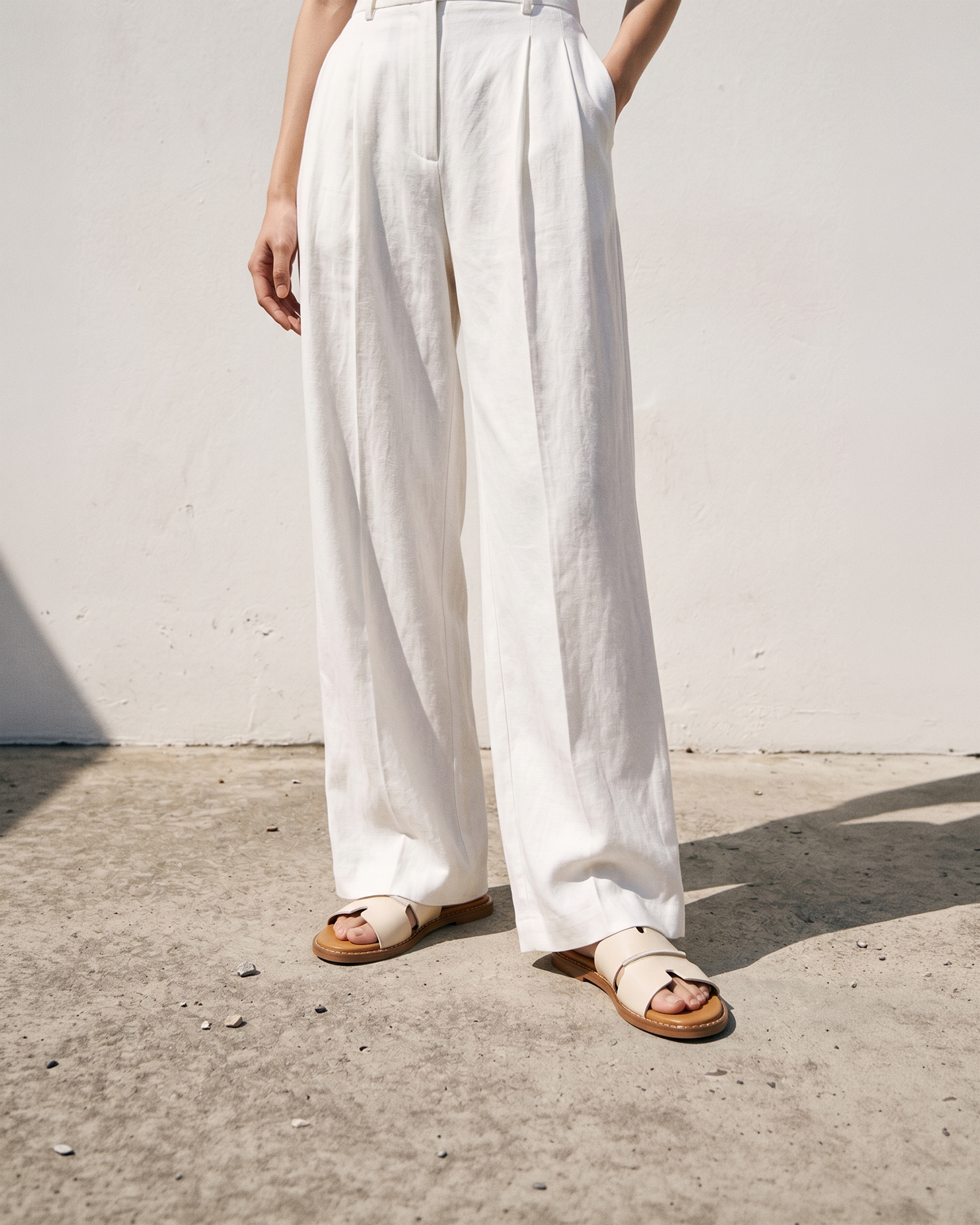 Double H 真皮拼接涼鞋