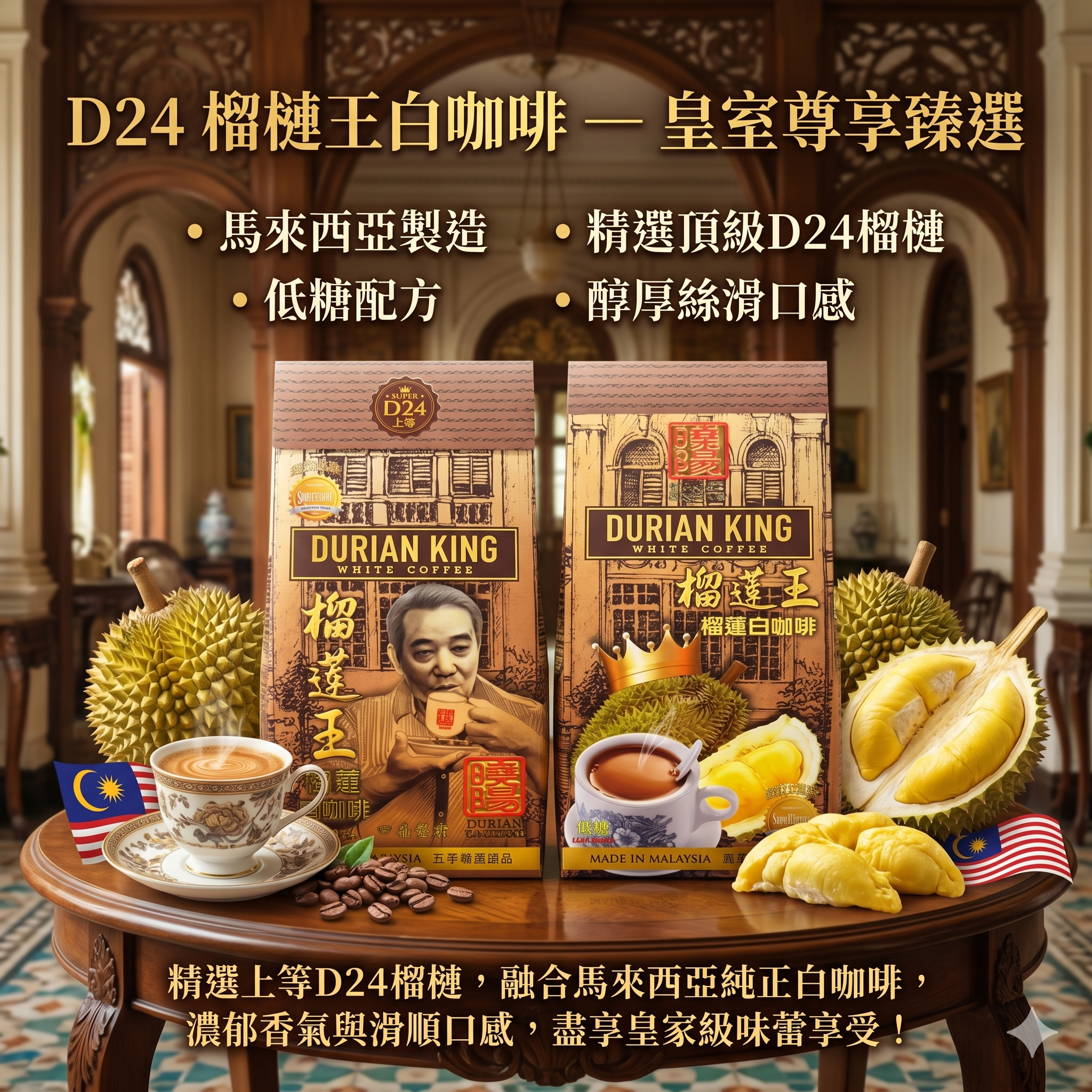 【直播】LX0427811 馬來西亞榴槤王白咖啡（D24濃香版）