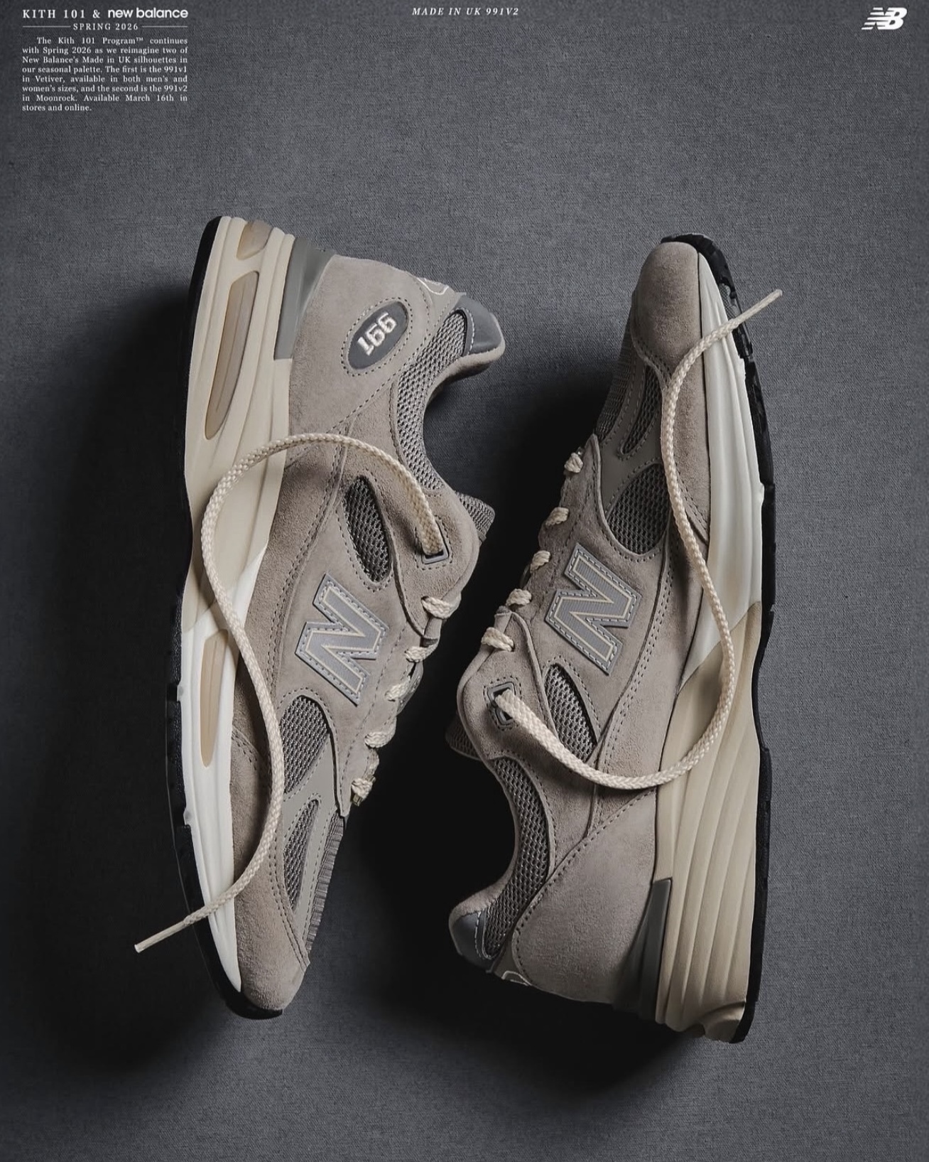 【Focus Store】預購 Kith x New Balance 991v2 Made in England “MoonRock” 月岩灰 英製 U991TK2