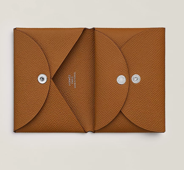 LYS01647 Hermes Calvi Duo Compact Card Holder - Gold