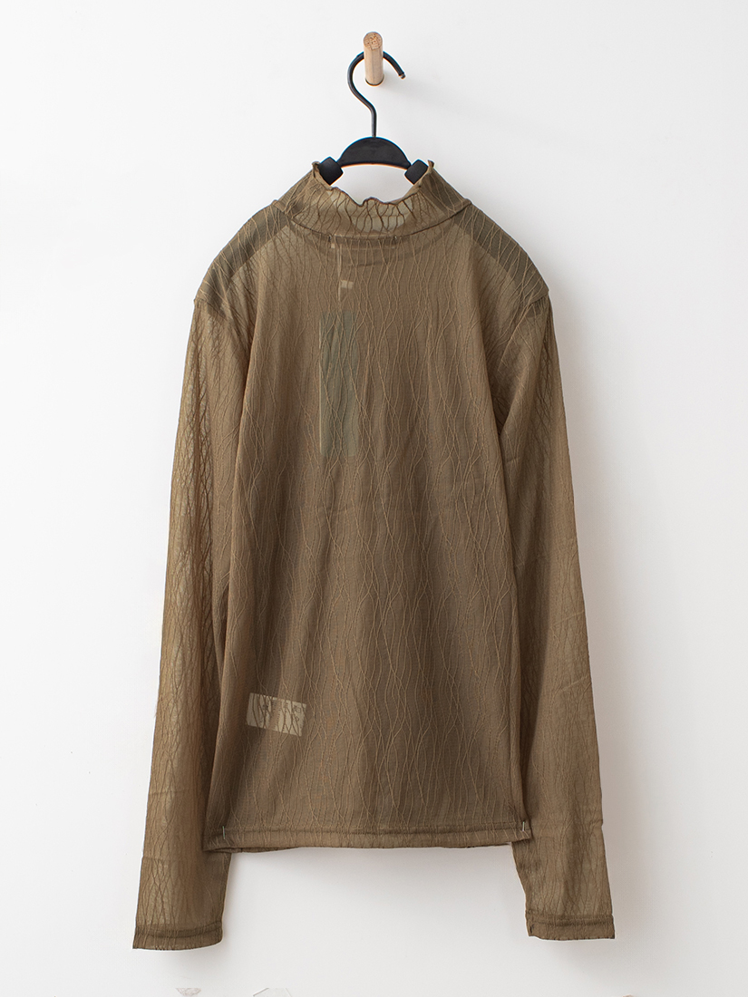 日系柔霧透膚小立領紋理上衣