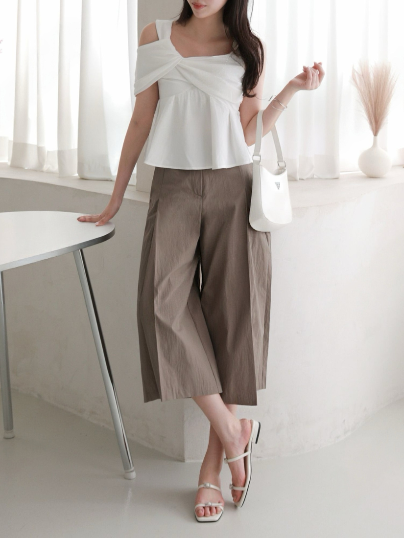 Demi 高腰輕盈過膝寬褲 [ 2色 / S,M,L,XL ]