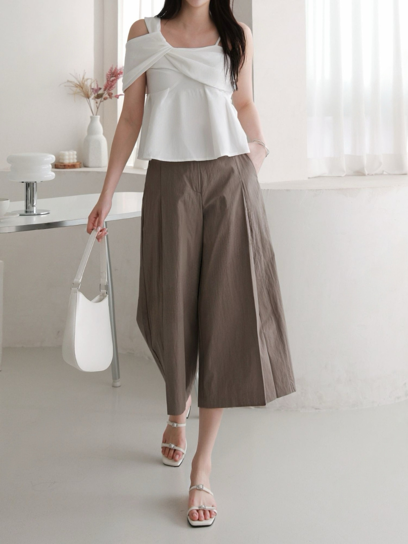 Demi 高腰輕盈過膝寬褲 [ 2色 / S,M,L,XL ]