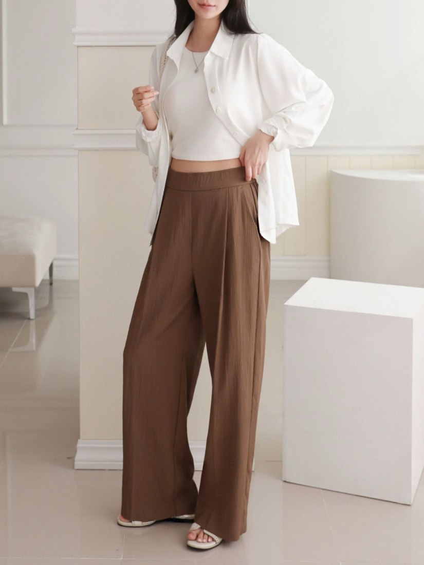 Esla 慵懶修身後鬆緊休閒褲 [ 3色 / F, L ]