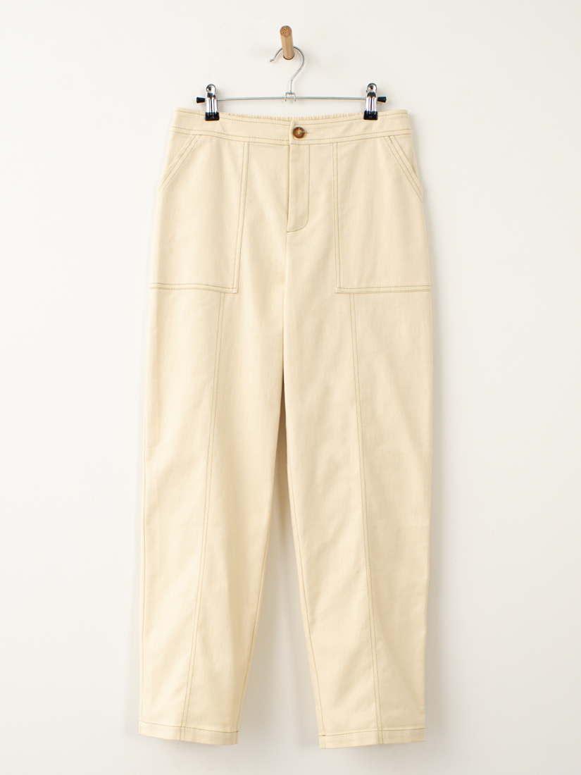 休閒口袋跳色壓線長褲