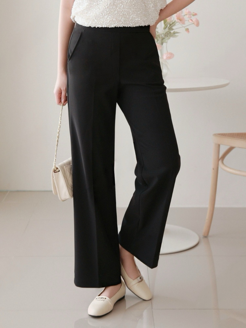 Fiola 涼感彈力直筒西裝寬褲 [ 2色 / S,M,L,XL ]