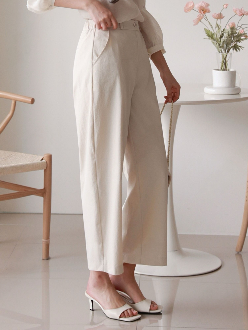 Gisele 輕盈微繭型九分褲 [ 3色 / S,M,L ]