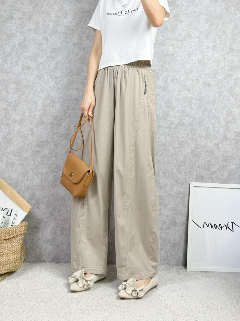 輕盈顯瘦不貼腿★彎刀版型休閒寬褲