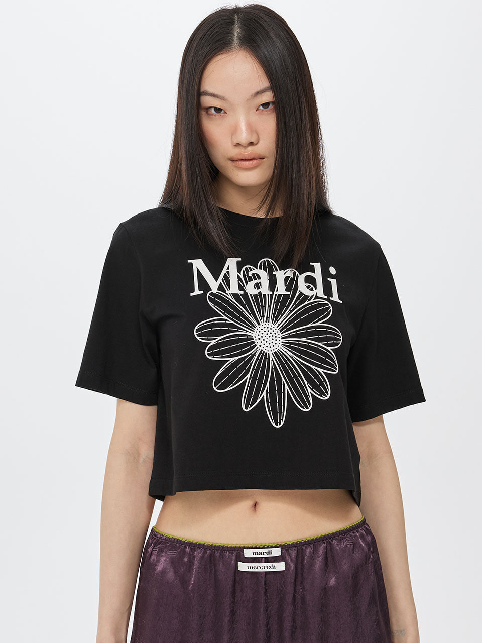 【隨時截單！限時優惠預訂】MARDI MERCREDI CROPPED BASIC TSHIRT FLOWERMARDI（2色）