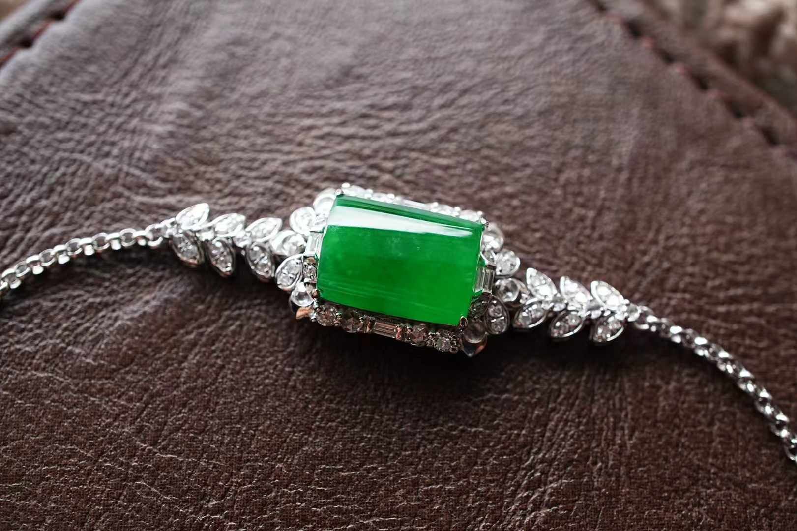 414811 翡翠冰陽綠無事牌手鏈