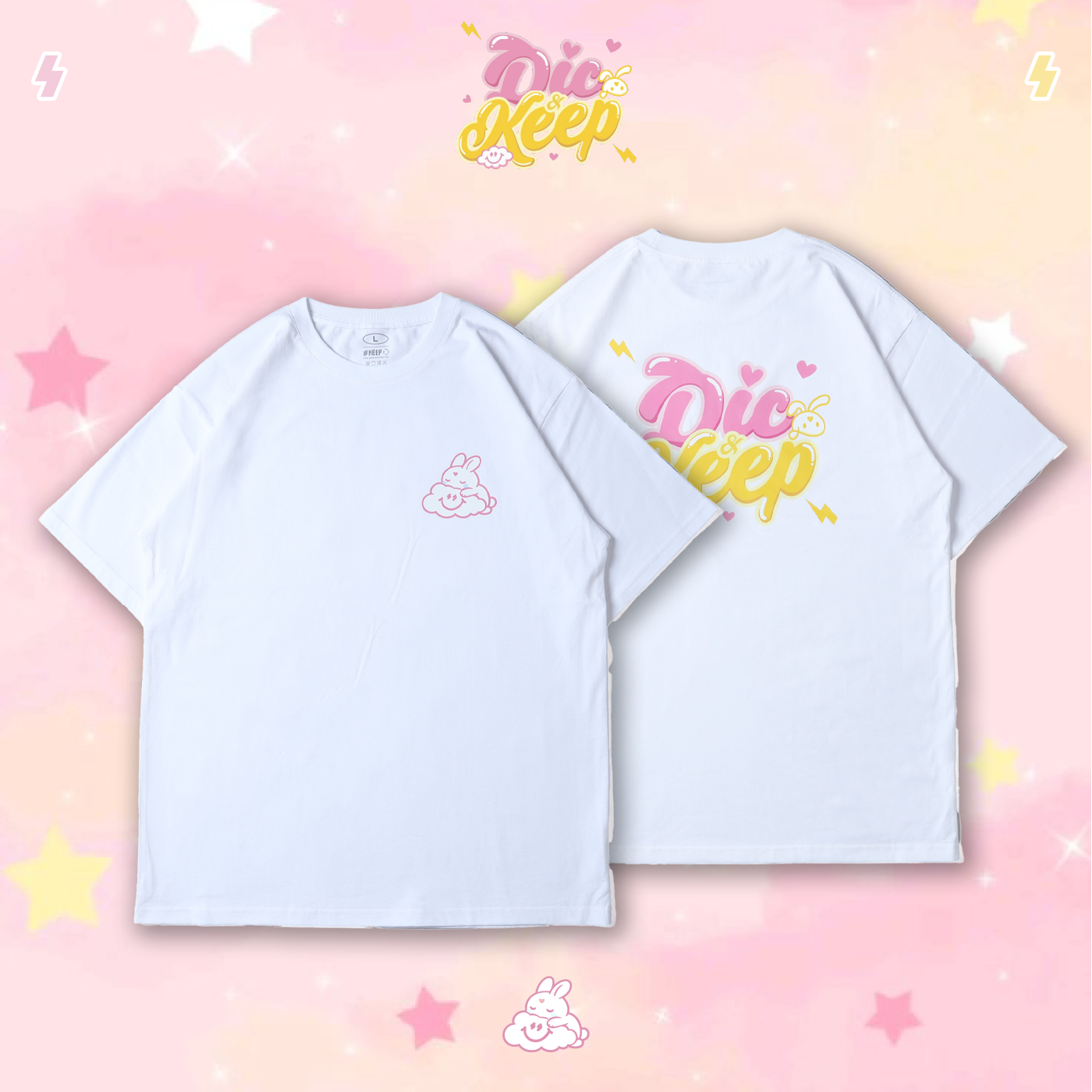[ 預購商品 ] #KEEP x DIC Wonderland TEE 小迪  聯名款 白色 黑色 雲朵 兔兔 夢境 短TEE【KS344】