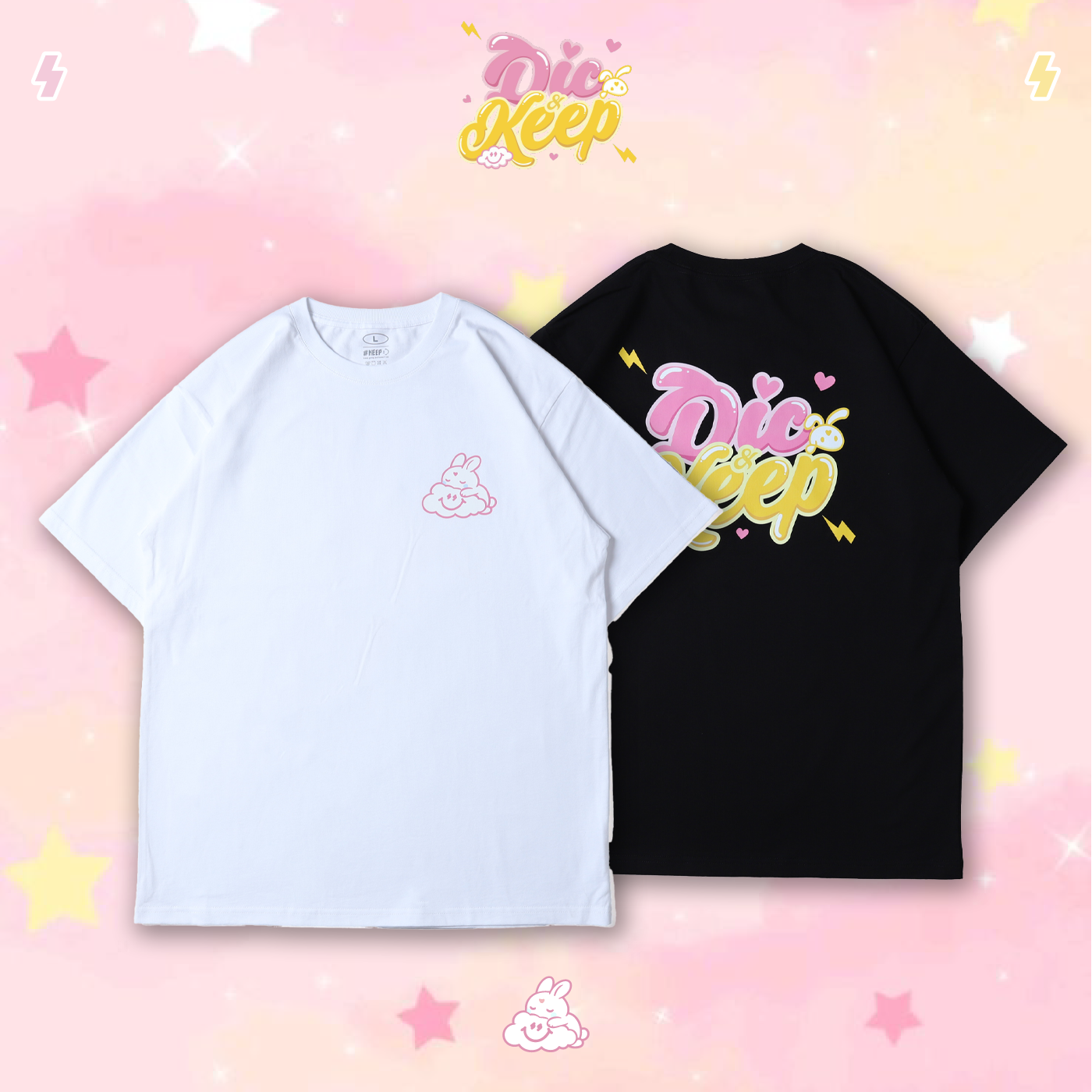 [ 預購商品 ] #KEEP x DIC Wonderland TEE 小迪  聯名款 白色 黑色 雲朵 兔兔 夢境 短TEE【KS344】