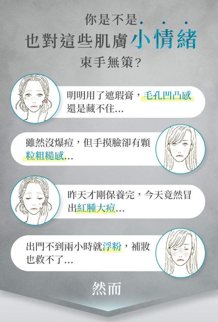 功效文字說明圖有毛孔粗大、粗糙與顆粒感等肌膚困擾