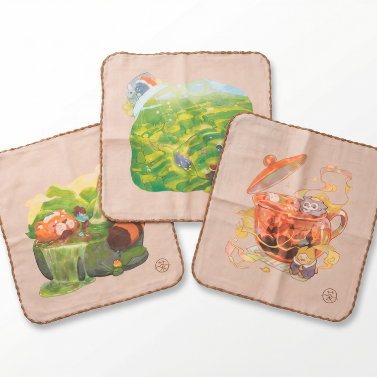 茶席方巾｜插畫師原創設計｜100%純棉台灣製