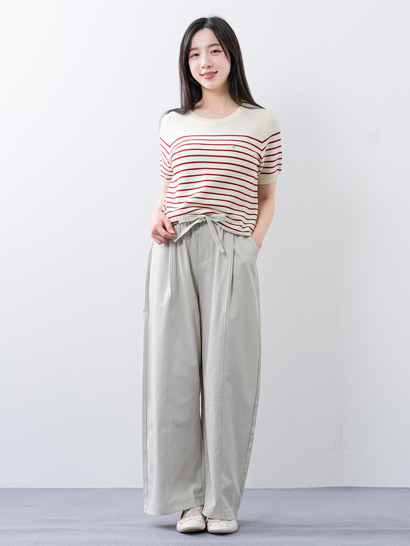 日感生活涼感細織條紋針織衫