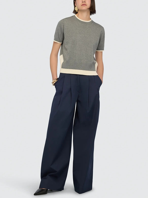 Semicouture 雙色圓領針織上衣(灰)