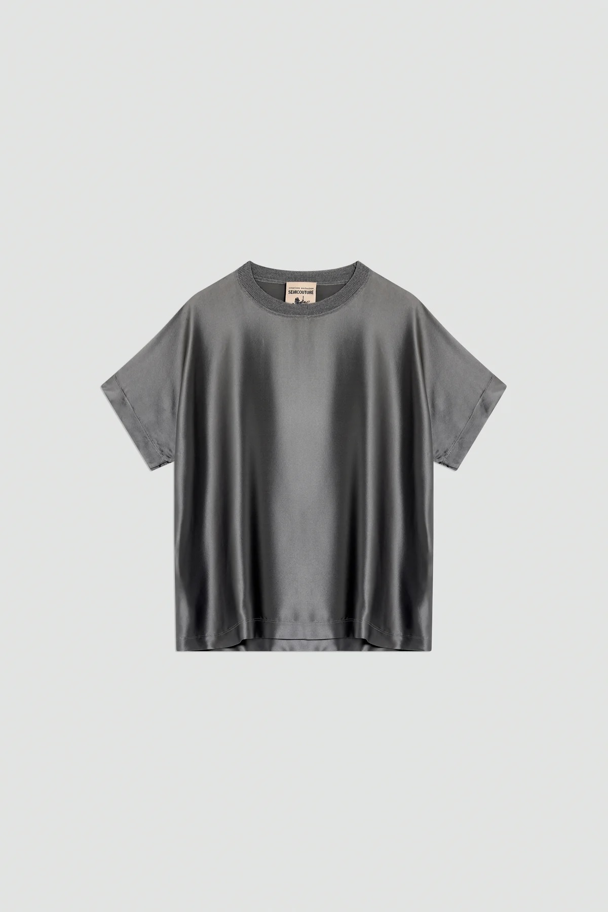 Semicouture 圓領絲上衣(灰)