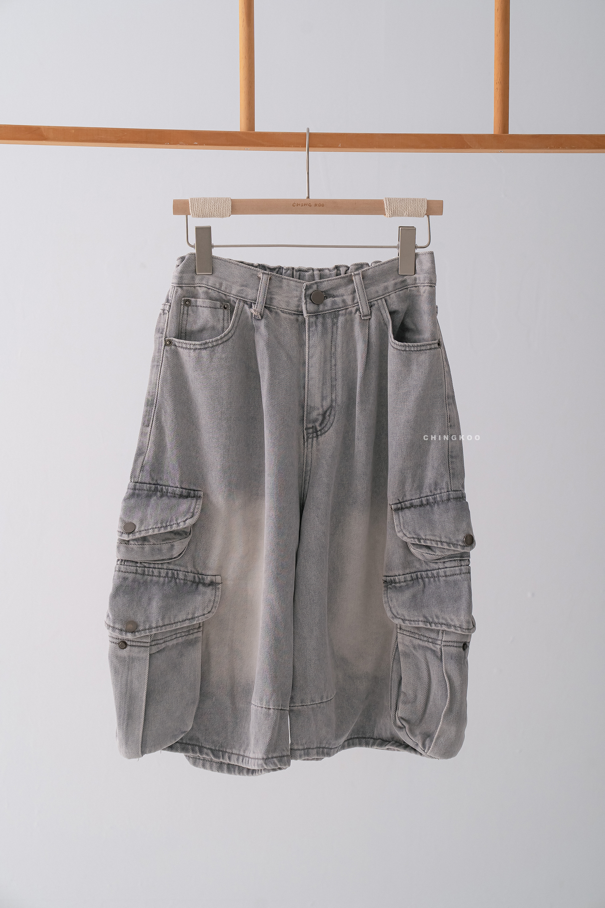 Vibrant｜造型口袋刷色牛仔短褲