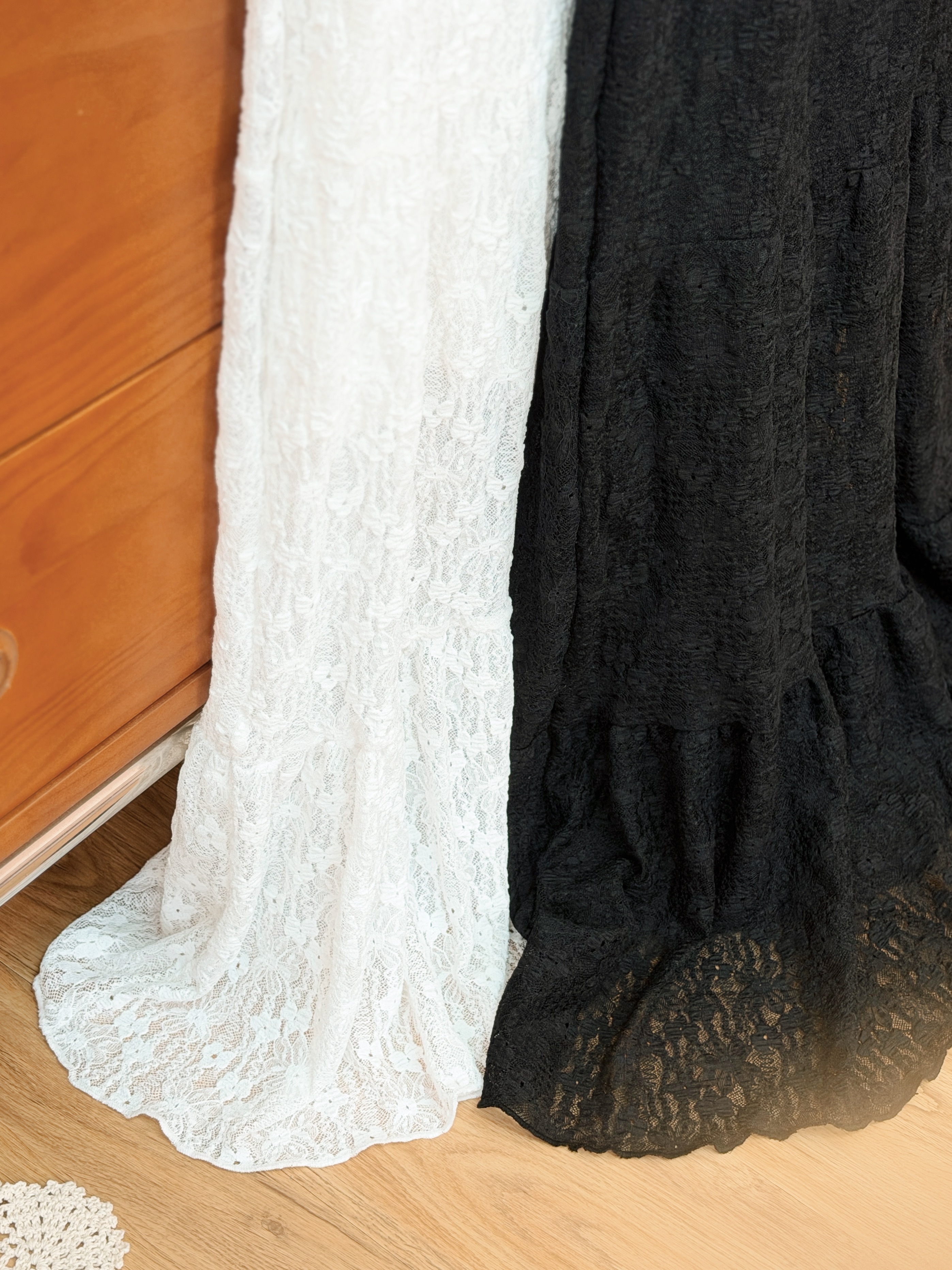 兩色 / 輕柔蕾絲蛋糕半身長裙 / Ethereal Floral Lace Tiered Maxi Skirt