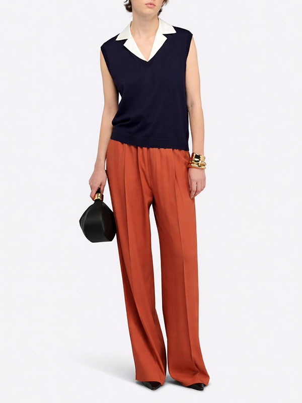 Semicouture 襯衫領針織背心(深藍)