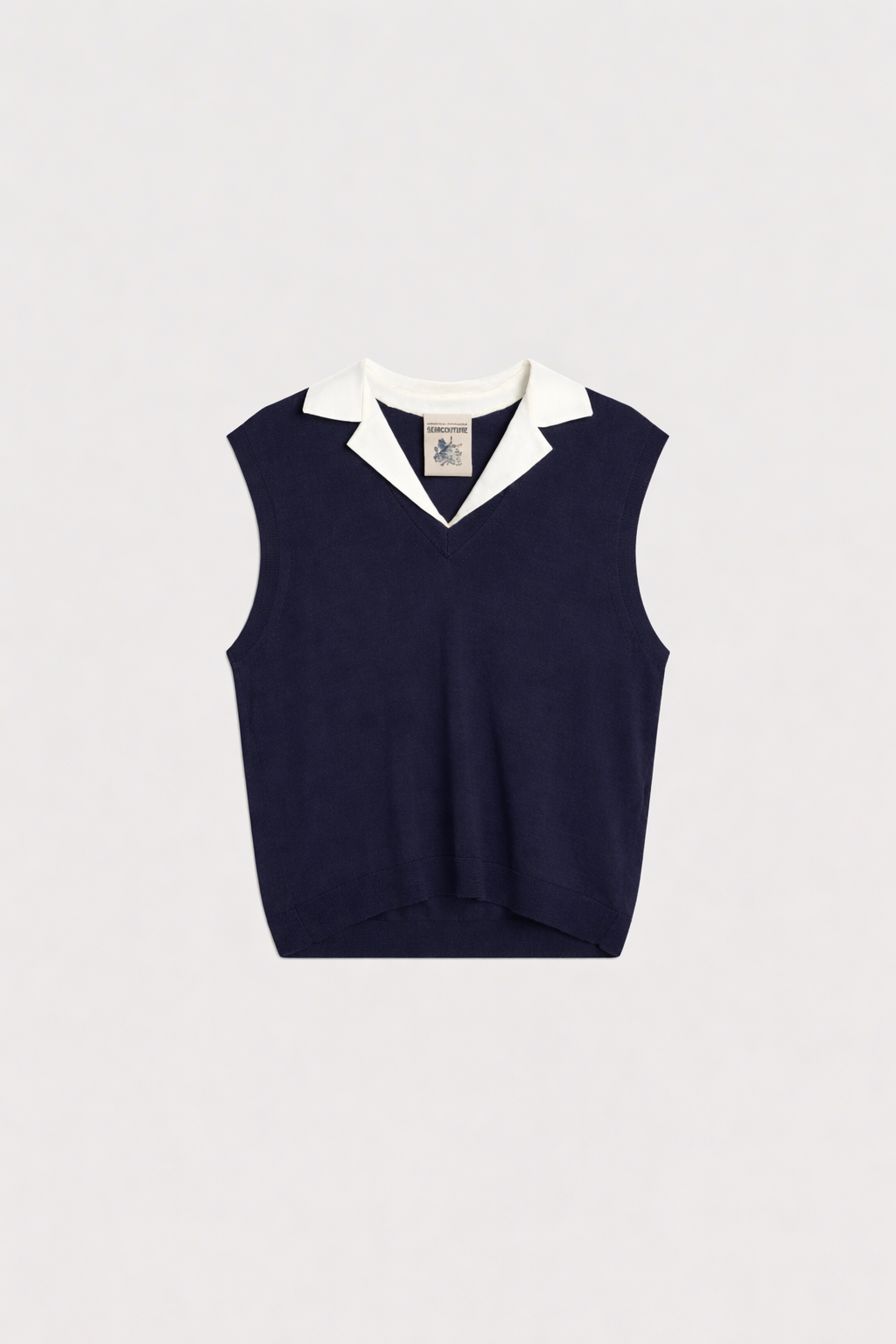 Semicouture 襯衫領針織背心(深藍)