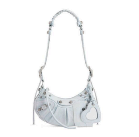 英國代購 -巴黎 世家 Le Cagole XS Shoulder Bag Denim With Rhinestones（6713092AABV4651）