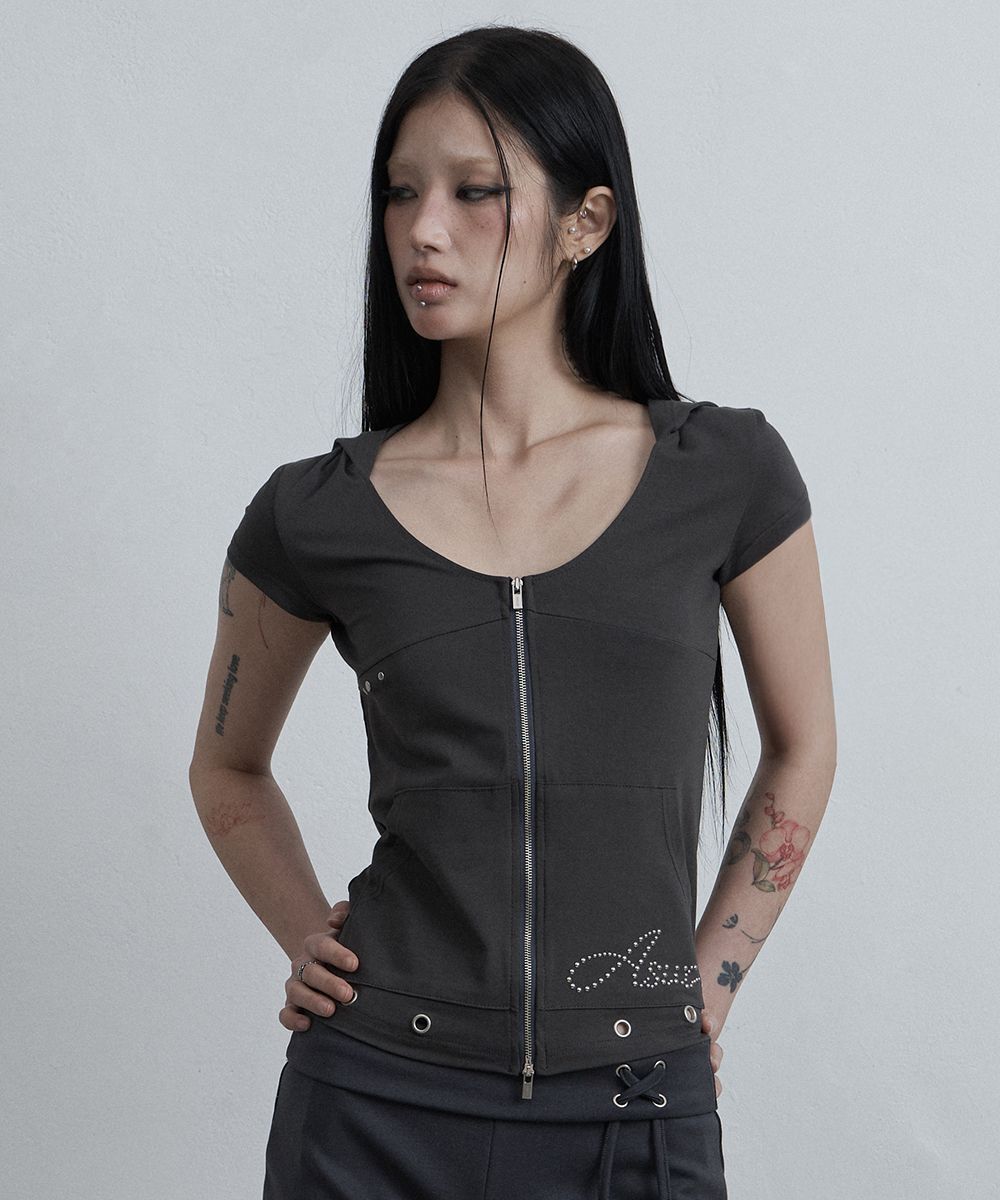 AS YOU ARE 寬版連帽拉鍊外套 木炭灰 AS26SMTOP08CH