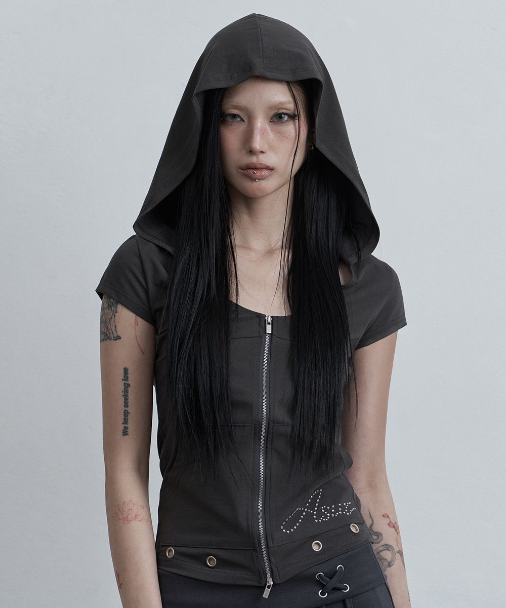 AS YOU ARE 寬版連帽拉鍊外套 木炭灰 AS26SMTOP08CH