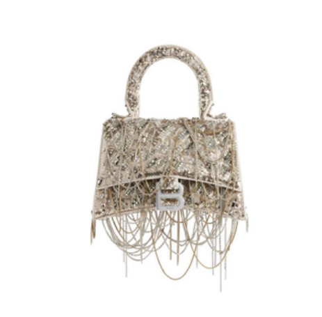 英國代購 -巴黎 世家 Hourglass XS Handbag With Chain Embroidery（7469792AAHQ9914）
