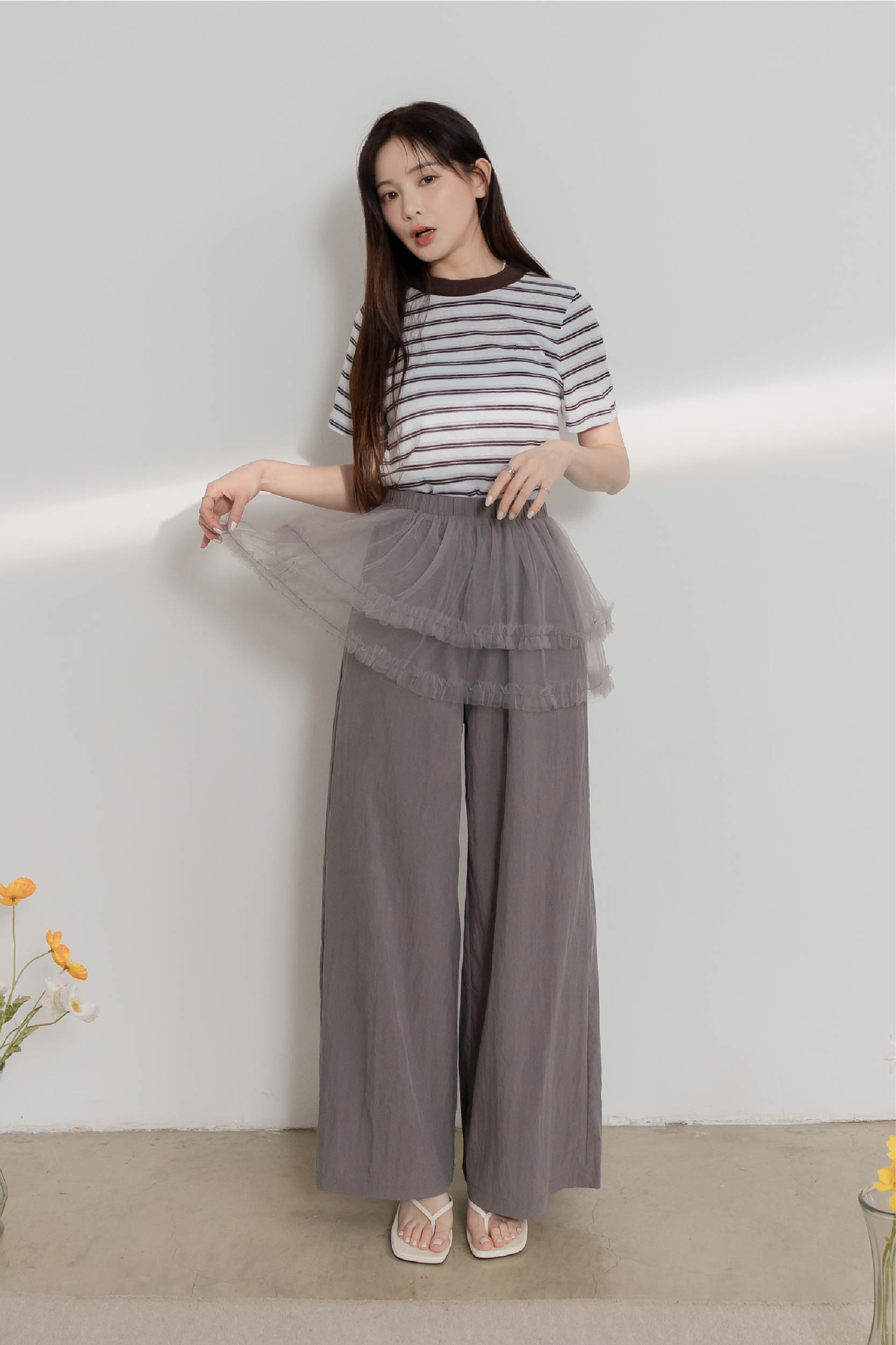 網紗蓬蓬裙兩件式長褲