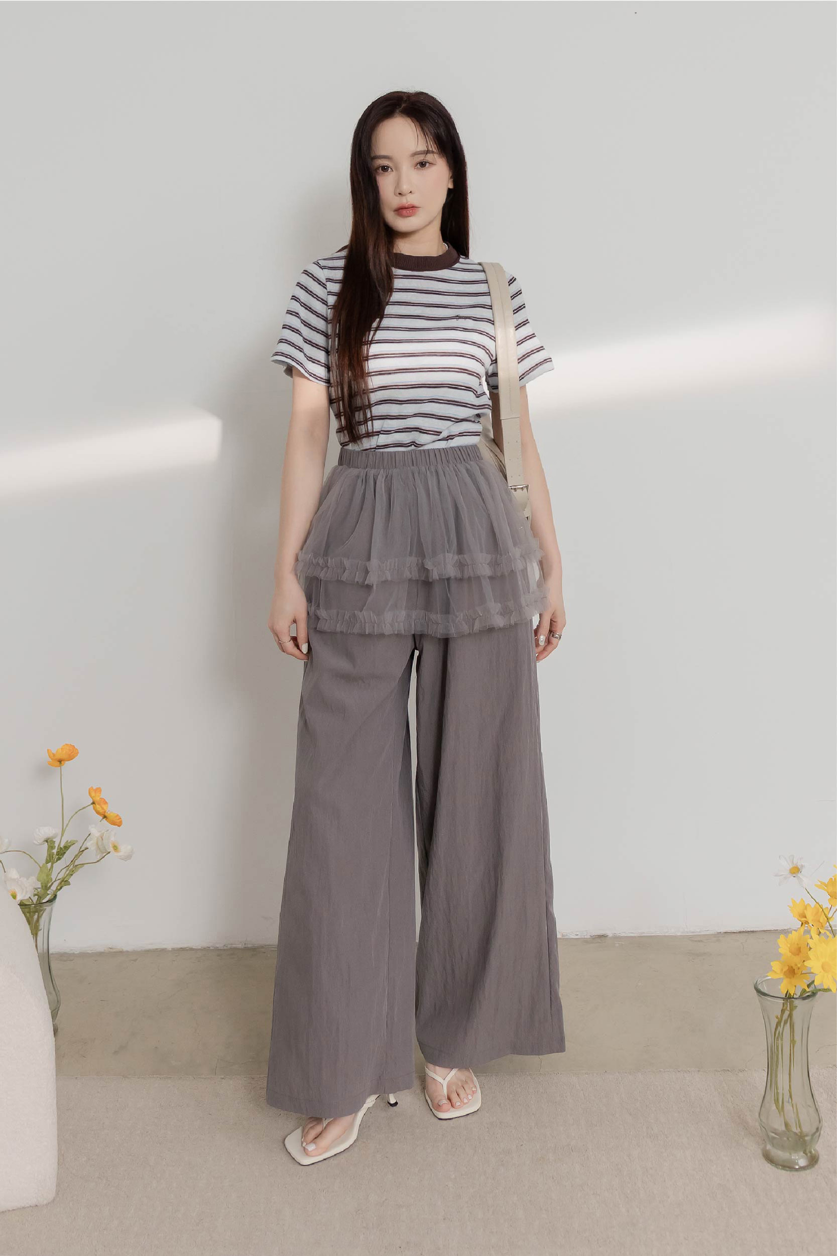 網紗蓬蓬裙兩件式長褲