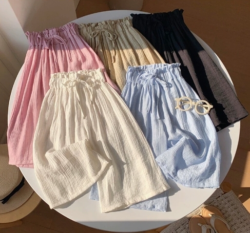 《3834》女童夏季棉麻防蚊闊腿褲(90-150)