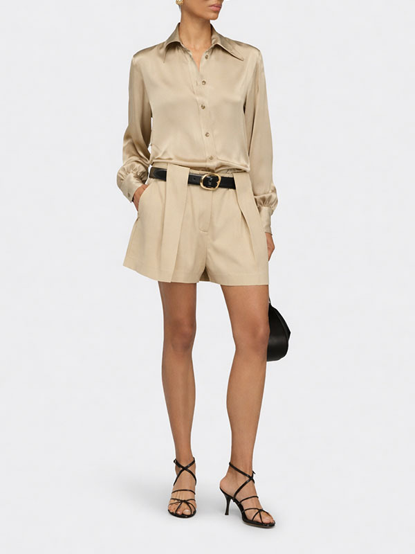 Semicouture 雙打摺短褲(沙色)