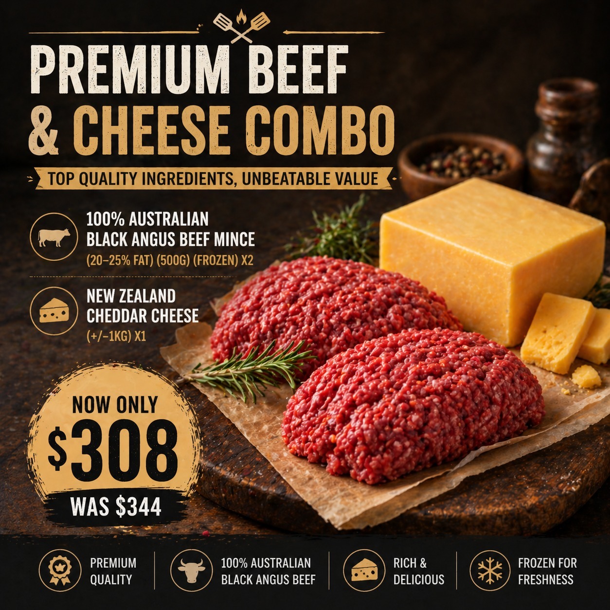 PREMIUM BEEF & CHEESE COMBO