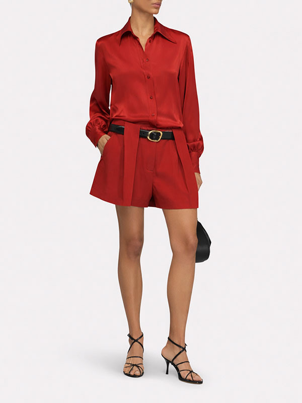 Semicouture 雙打摺短褲(磚紅)